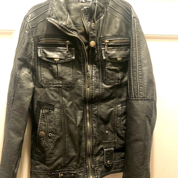 Black faux leather jacket. - Picture 1 of 2